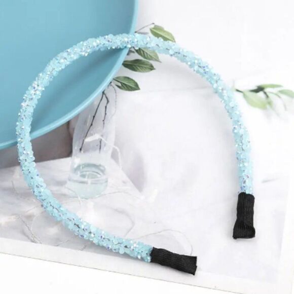 Crystal Beaded Headband For Women Girls Fashion Crystal Blue Sparkles - Picture 1 of 1